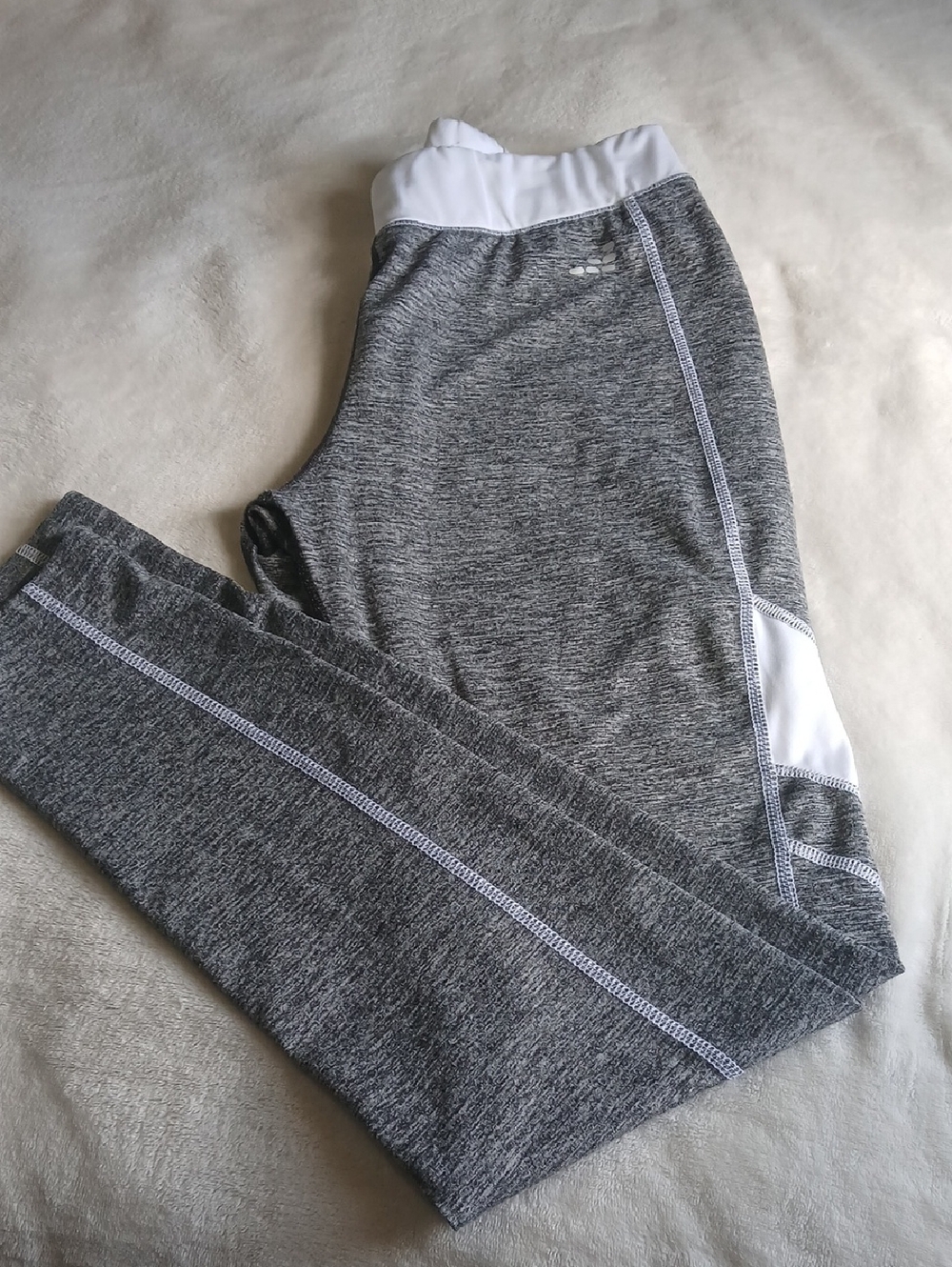 bcg Gray Heather Performance Leggings with White Waistband